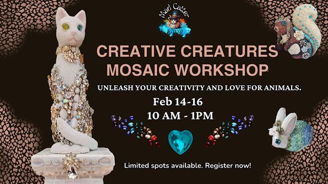 Creative Creatures 3D Beaded Mosaic Art Workshop | Mad Catter Art Studio by Misty Martin