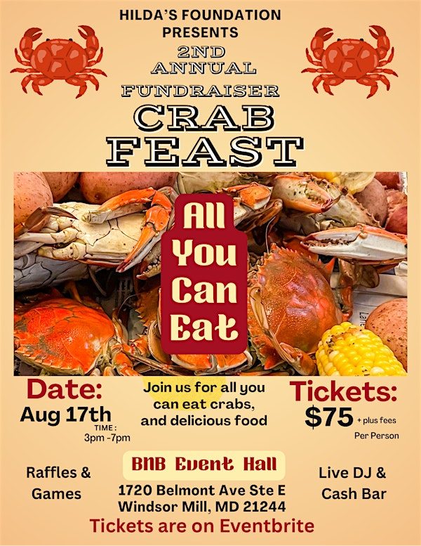 Hilda’s Foundation 2nd Annual Fundraiser Crab Feast | 1720 Belmont Ave Ste E