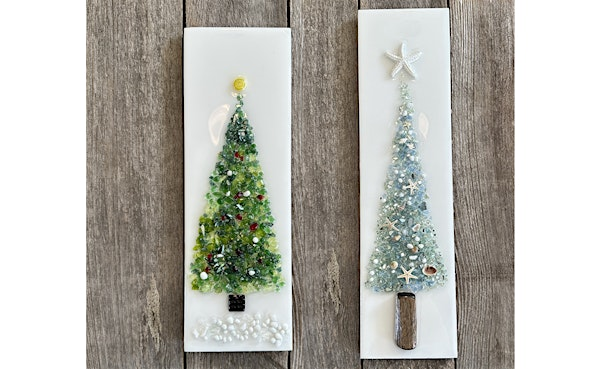 YOUR CHOICE - Christmas or Beach Crushed Glass Tree Tile Resin Art Class | Nauti Vine Winery