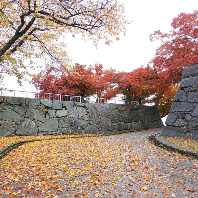 岩手県！盛岡城跡の本丸と紅葉