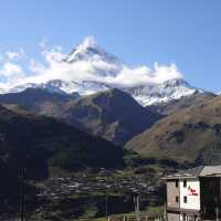 Kazbegi Village - sunset in the mountains