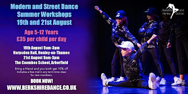 Berkshire and Henley Dance Summer Workshop 19th August (Henley) | Harpsden Village Hall