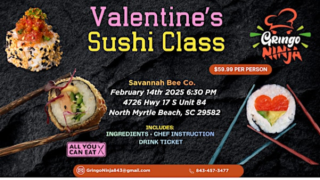 Valentines Sushi Class | Savannah Bee Company