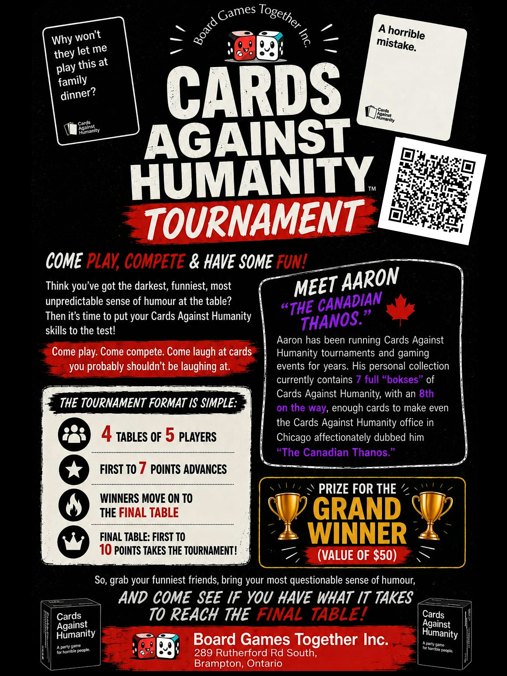 Cards Against Humanity Tournament | Board Games Together Inc.