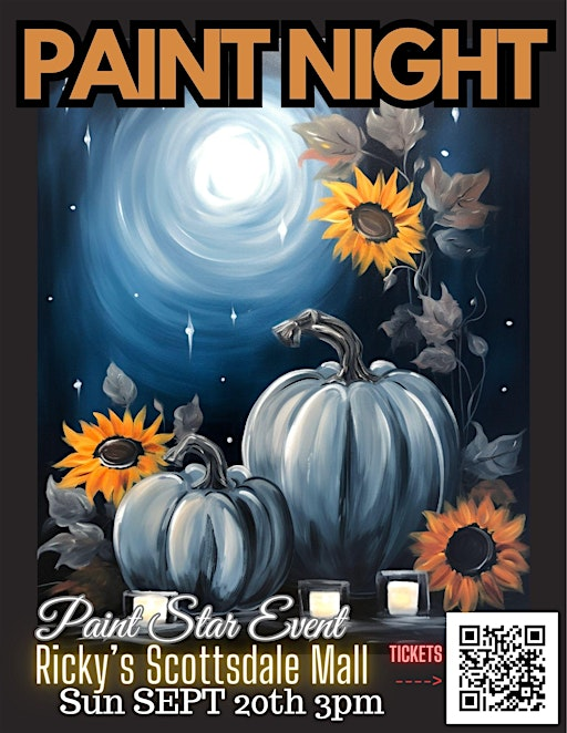 Sunday Funday Afternoon  Pumpkins at Dark Paint Star Canvas Party | Rickys All Day Grill -Scottsdale Center