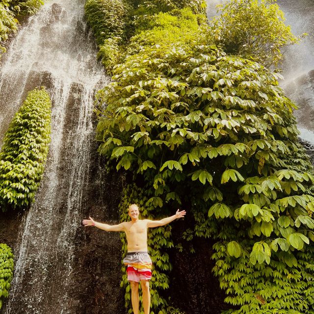 50 Meters high twin waterfall in  Munduk,Bali