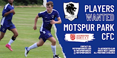 FOOTBALL TRIALS - 2024/25 - MOTSPUR PARK FC | Sir Joseph Hood Memorial Playing Fields, KT3 6NE
