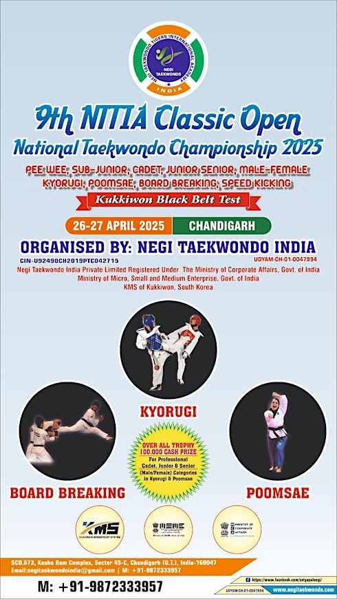 9th NTTIA Classic Open National Taekwondo Championship 2025 | Chandigarh