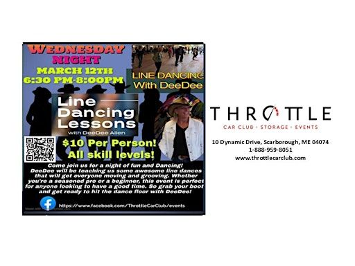 Line Dancing Lessons with DeeDee Allen | Throttle Car Club, Dynamic Drive, Scarborough, ME, USA