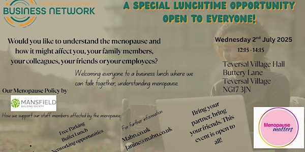 Business Lunch- Open to everyone - MABN | Teversal Village Hall