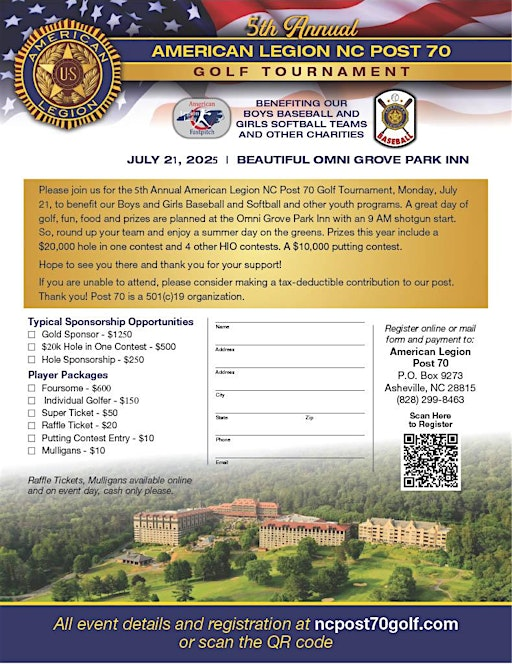 5th Annual Post 70 Golf Tournament | Omni Grove Park Inn - Country Club