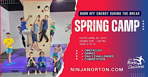 April Break Ninja Warrior Camp (Ages 6-15) – 5 Days of Action! | 175 Mansfield Ave