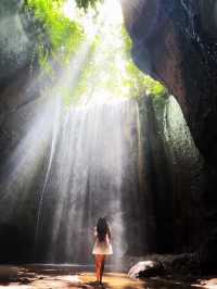 Spectacular cave waterfall in Bali