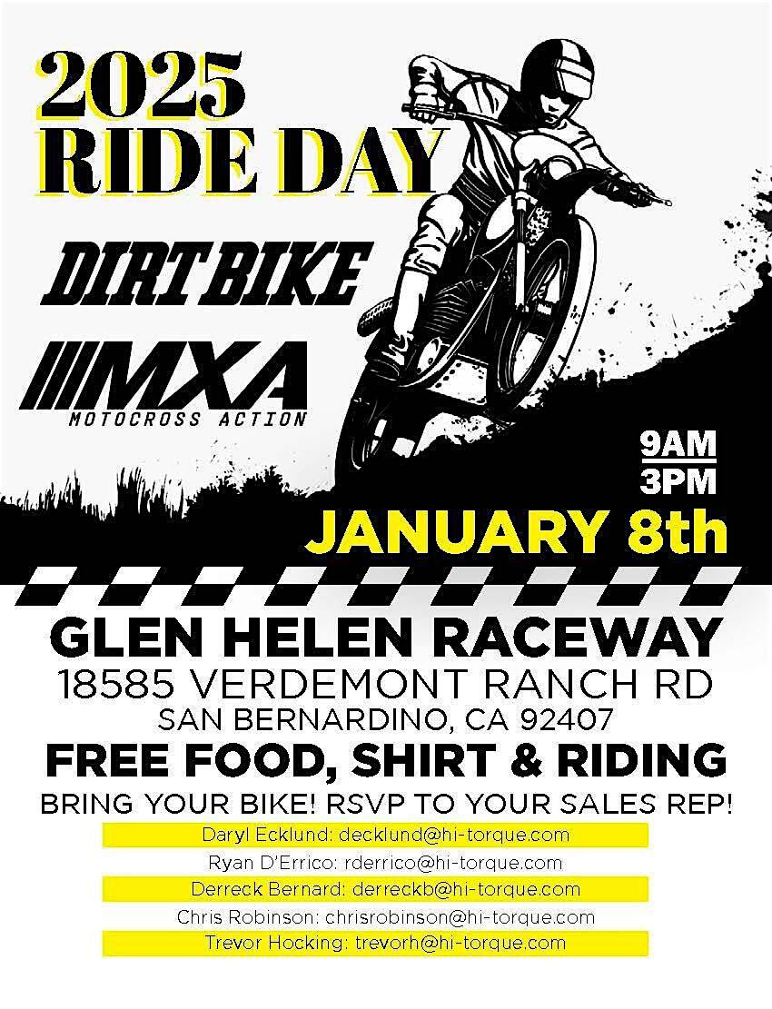 MXA // DIRT BIKE RIDE DAY JANUARY 8TH AT GLEN HELEN | Glen Helen Raceway