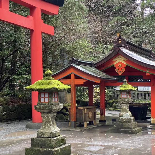 huge shrine sinking into water