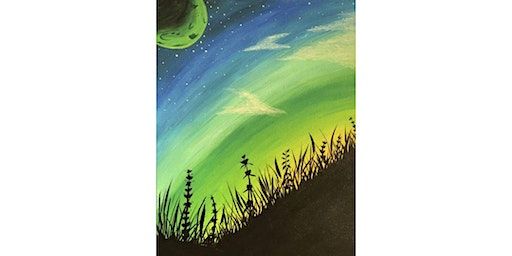 Moonlight Grass paint and sip painting event at Cool River Pizza in Rocklin | 6200 Stanford Ranch Road, Roseville, CA, USA
