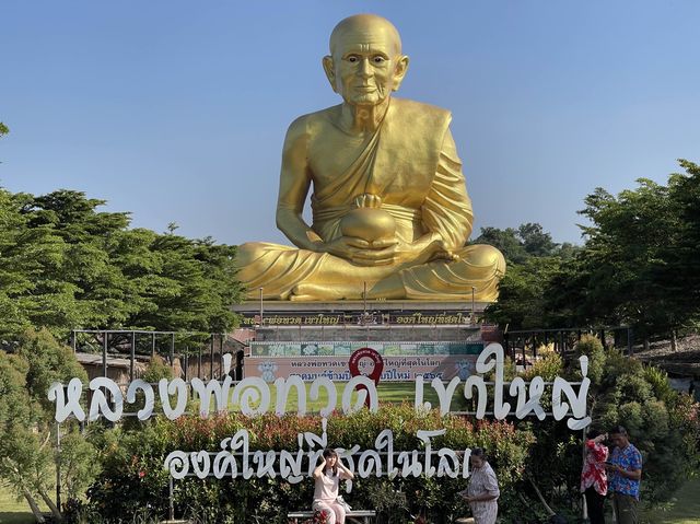 Gigantic Gold Monk Statue in Khao Yai 