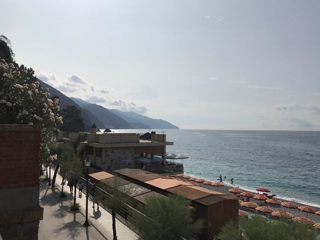 Walking and eating special meal in Monterosso