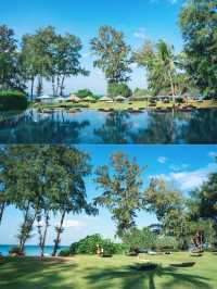 Thailand travel, heavenly vacation hotel with beautiful scenery and few people in Phuket Island.