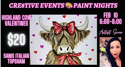 $20 Paint Night - Highland Cow Valentines | Sam's Italian Foods