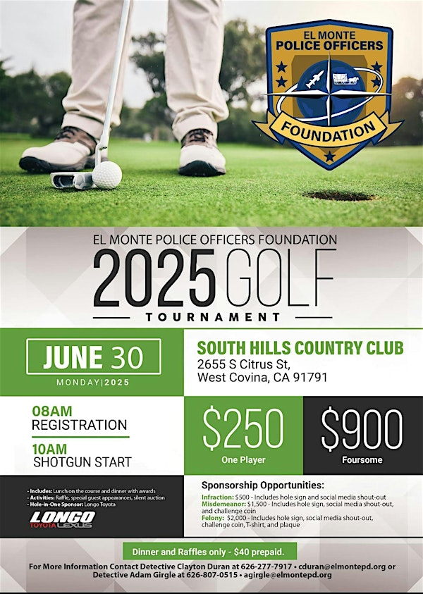 El Monte Police Officers Foundation Annual Golf Tournament | South Hills Country Club