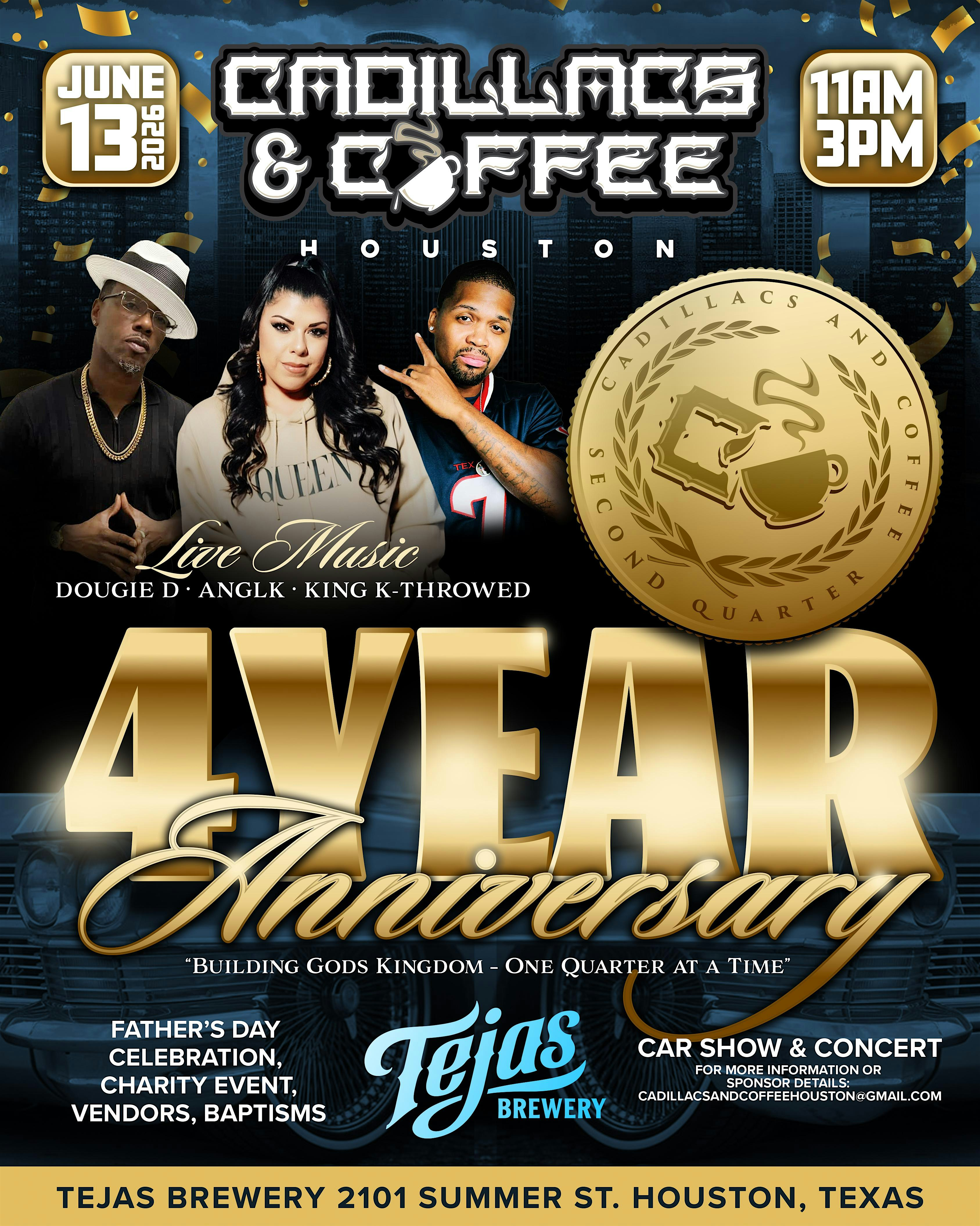 Cadillacs And Coffee Houston Car Show & Concert 4 year Anniversary | Tejas Brewery