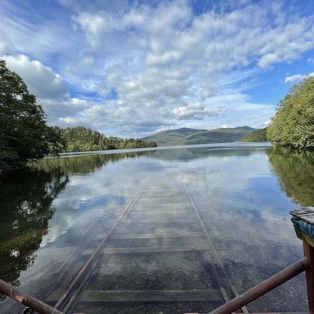 北海道　然別湖の湖底線路