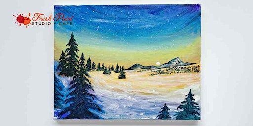 In-Studio Paint Night – Blue Hour Winter Sunset Sky Acrylic Painting | Fresh Paint Studio + Cafe Toronto