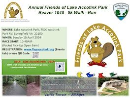 Beaver 1040 5 k Run Walk Lake Accotink Park | 7500 Accotink Park Rd