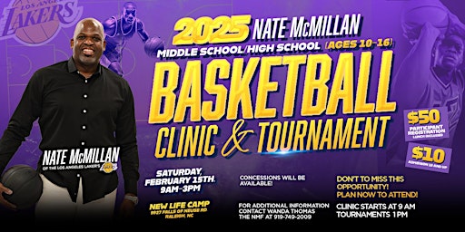 2025 Nate McMillan Basketball Clinic & Tournament (ages 10-16) | New Life Camp Gym