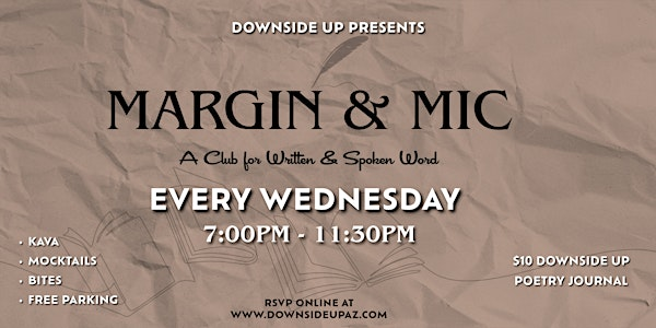 Margin & Mic: A Club for Written & Spoken Word | Downside Up