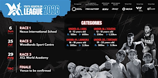 Youth Aquathlon League 2026 | Location based on specific date