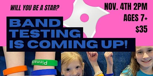 Student Band Test Nov 4th (Kids 2pm) (Teens/Adult 3:30pm) | Pinnacle Parkour Academy, Washington Township