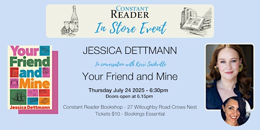 Jessica Dettmann in Conversation with Kerri Sackville | Constant Reader Bookshop