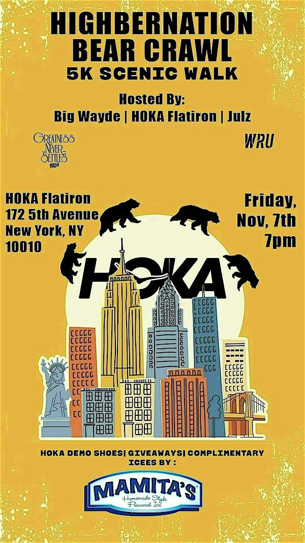 HOKA x Greatness Never Settles x MAMITAS: Highbernation Bear Crawl | HOKA Store Flatiron, NY