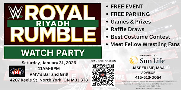 WWE Royal Rumble 2026 Toronto Watch Party | VMV's Bar & Grill