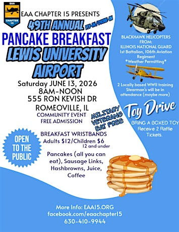 49th Annual Pancake Breakfast with Airplanes - EAA Chapter 15 | 555 Ron Kevish Dr