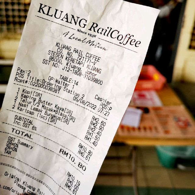 Breakfast at Kluang Rail Coffee ☕🍞