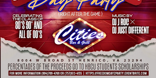 The Official Freedom Day Party ( After The Game) | Cities Bar & Grill