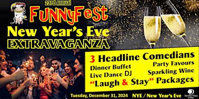 New Year's Eve Comedy, Dinner, Dance Party -Tues. December 31, 2024-Calgary | Ballroom, DoubleTree by Hilton Calgary North - 3 star Hotel - Laugh & Stay package