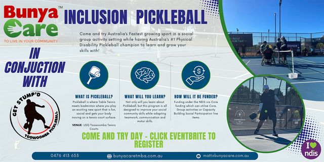 DISABILITY PICKLEBALL COME N TRY | Toowoomba Pickleball - Get Stump’d Toowoomba