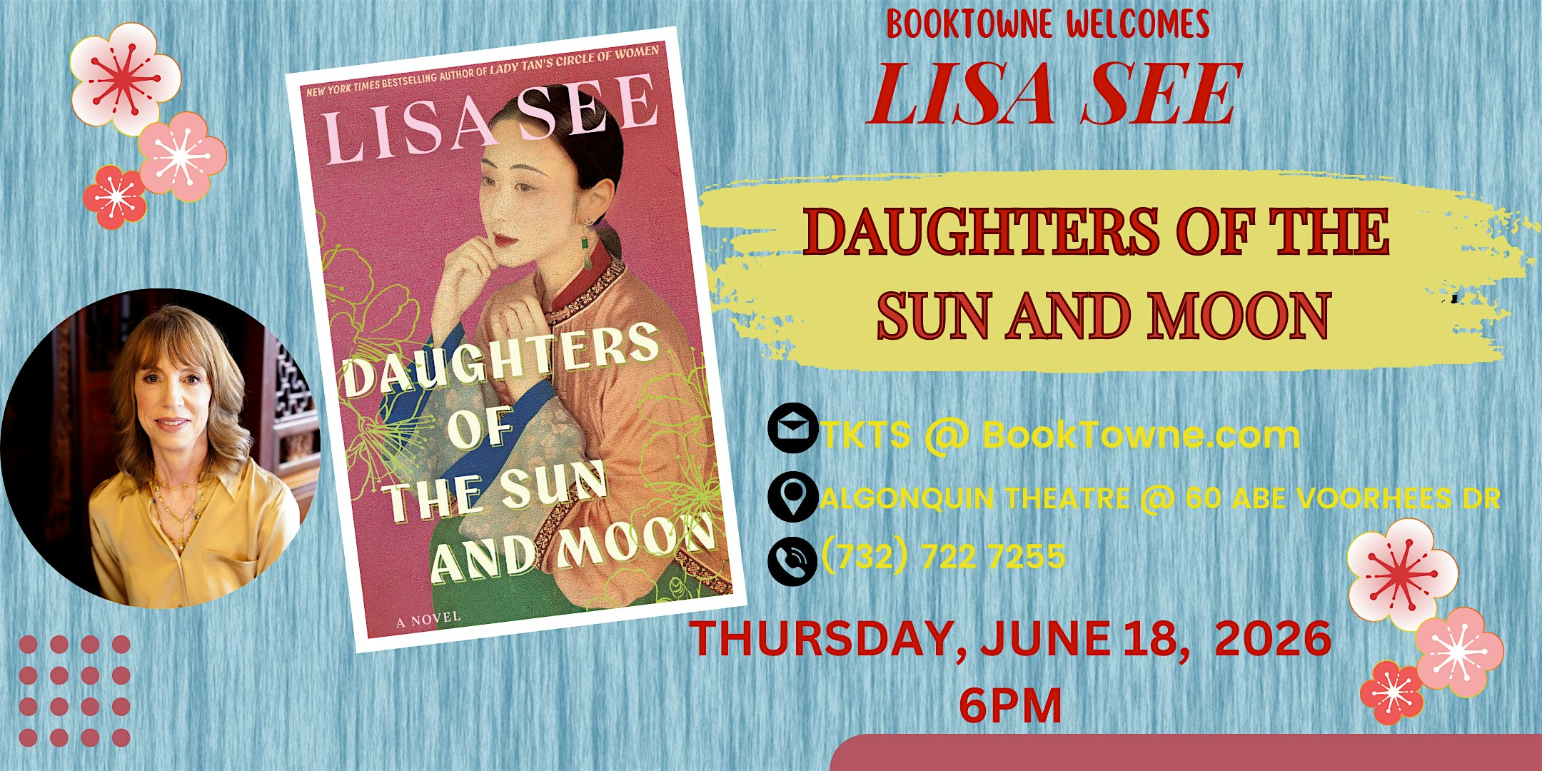 BookTowne Welcomes Lisa See Author of Daughters of the Sun and Moon | Algonquin Arts Theatre
