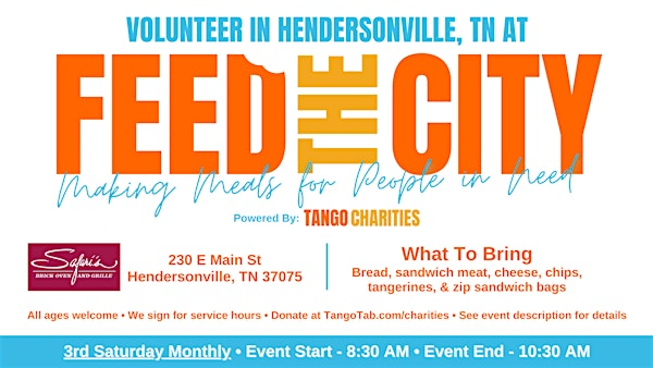 Feed The City Hendersonville: Making Meals for People In Need | Safari's Brick Oven & Grille