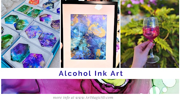 DIY Alcohol Ink - wine glasses, coasters and more| San Diego | Art Magic Studio