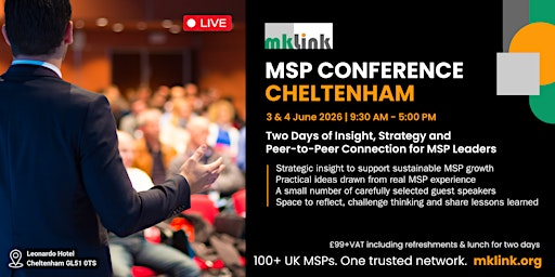 MKLINK National MSP Conference 2026 - Cheltenham | Leonardo Hotel Cheltenham