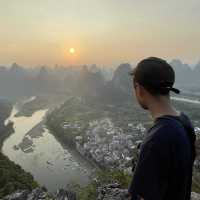 beautiful sunset in yangshuo 