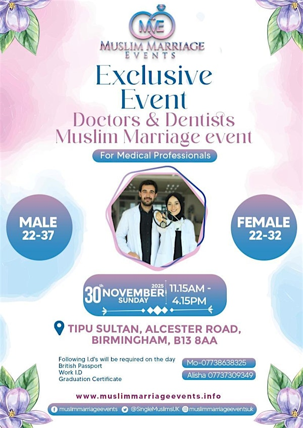 Muslim Marriage Events Birmingham - Doctors & Dentists Event | Tipu Sultan Majestic Dining