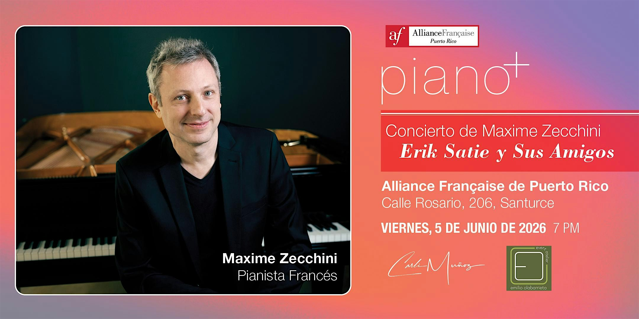 Piano+: Concierto de Maxime Zecchini, pianista francés | Alliance Française Puerto Rico