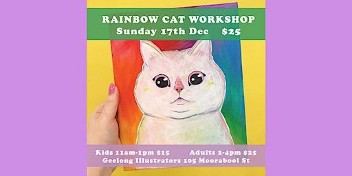 Rainbow Cat Painting Workshop - Kids session | Geelong Illustrators Studio Gallery