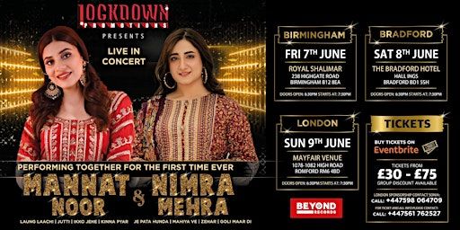 MANNAT NOOR & NIMRA MEHRA LIVE IN CONCERT FIRST TIME TOGETHER BIRMINGHAM | Royal Shalimar Birmingham